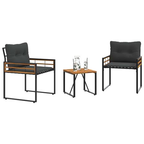 vidaXL Ulkokalusteet Setti tyynyllä 3 pcs Himmeän Harmaa