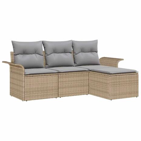 vidaXL Puutarhasohva Setti tyynyllä 4 pcs Beige Polyrotangi