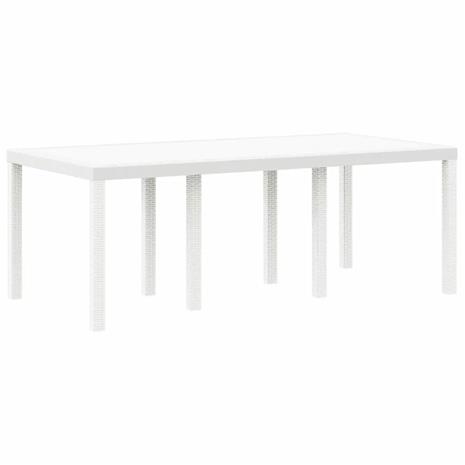 vidaXL Puutarhapöytä Valkoinen 200x100x73 cm Poly Rattan
