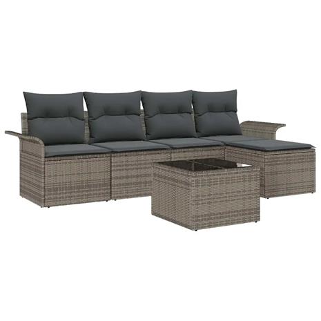 vidaXL Ulkosohva tyynyllä 6 pcs Harmaa polyrottinki