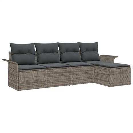 vidaXL Ulkosohva tyynyllä 5 pcs Harmaa polyrottinki