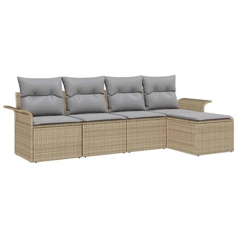 vidaXL Ulkosohva tyynyllä 5 pcs Beige polyrottinki