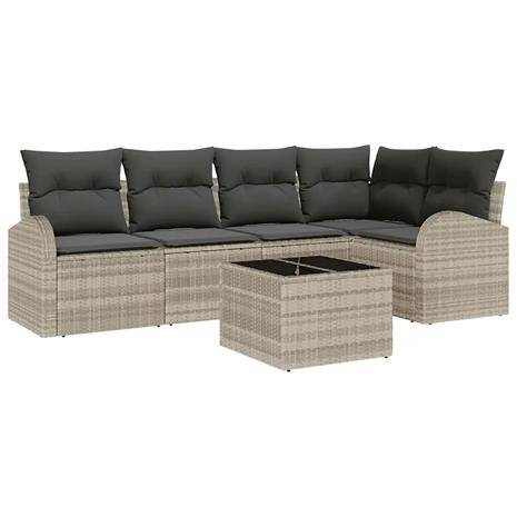vidaXL Sohvasetti tyynyllä 6 pcs Vaaleanharmaa Polyesteri