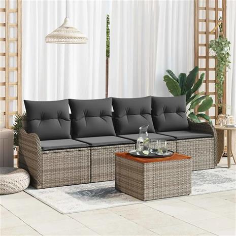 vidaXL Puutarhasohva Setti säilytystilassa 5 pcs Harmaa polyrottinki