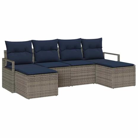 vidaXL Sohvasetti 6 pcs Harmaa polyrottinki