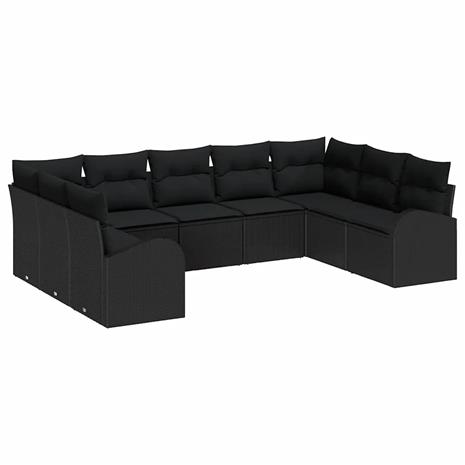 vidaXL Sohvasetti tyynyllä Musta Poly Rattan