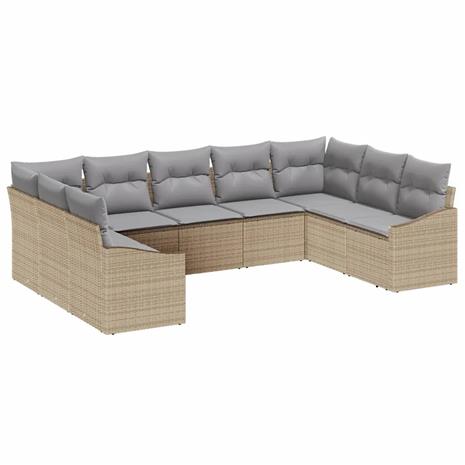 vidaXL Sohvasetti tyynyllä 9 pcs Beige polyrottinki