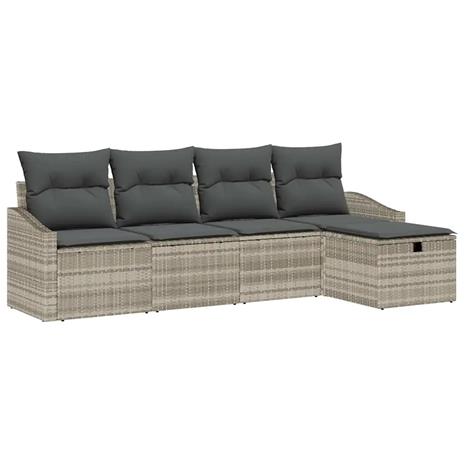 vidaXL Sohvasetti tyynyllä 5 pcs Vaaleanharmaa polyrottinki