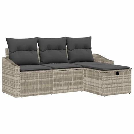 vidaXL Sohvasetti tyynyllä 4 pcs Vaaleanharmaa polyrottinki
