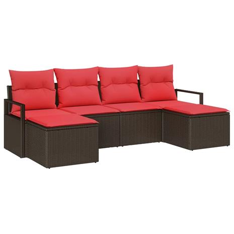 vidaXL Sohvasetti 6 pcs Ruskea polyrottinki