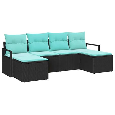 vidaXL Sohvasetti 6 pcs Musta polyrottinki