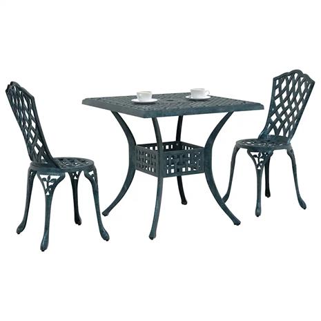vidaXL Puutarapöytäsarja 3 pcs Vihreä Valu-alumiini
