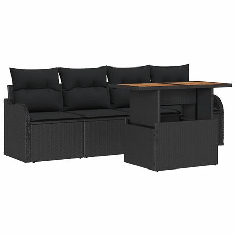 vidaXL Puutarhasohva Setti säilytystilassa 5 pcs Musta polyrottinki