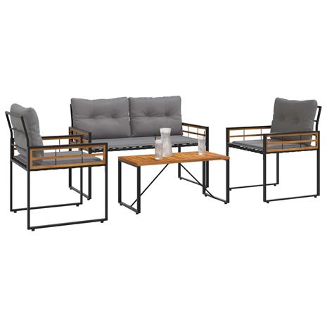 vidaXL Ulkokalusteet Setti tyynyllä 4 pcs Vaaleanharmaa