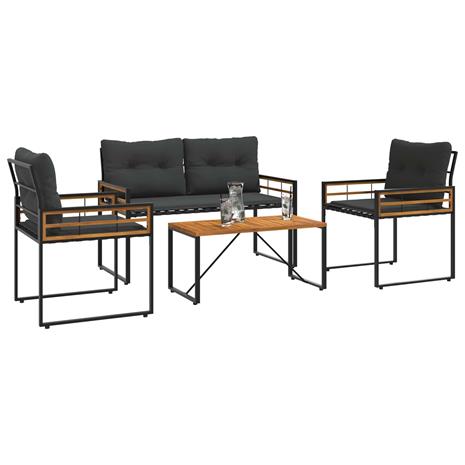 vidaXL Ulkokalusteet Setti tyynyllä 4 pcs Himmeän Harmaa