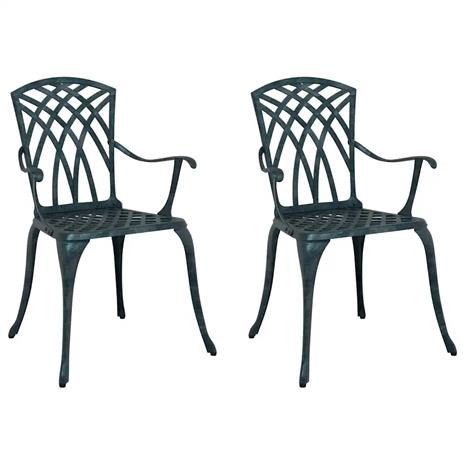 vidaXL Puutarhan Tuoli 2 pcs Vihreä 53 x 51 x 88,5cm Alumiini