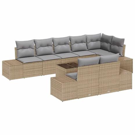 vidaXL Puutarhasohva Setti Beige ja vaaleanharmaa Polyrotangi