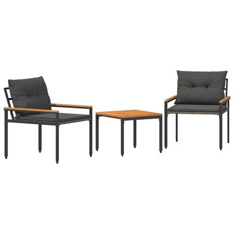 vidaXL Ulkokalusteet Setti 3 pcs Tummanharmaa polyrottinki