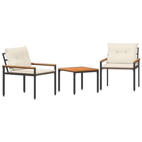 vidaXL Ulkokalusteet Setti 3 pcs Kermanvalkoinen polyrottinki