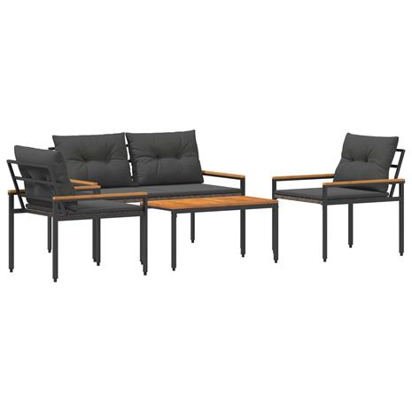 vidaXL Ulkokalusteet Setti 4 pcs Tummanharmaa polyrottinki