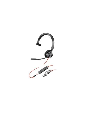 HP Poly Blackwire 3315 Monaural Microsoft Teams Certified USB-C Headset +3.5mm Plug +USB-C/A Adapter
