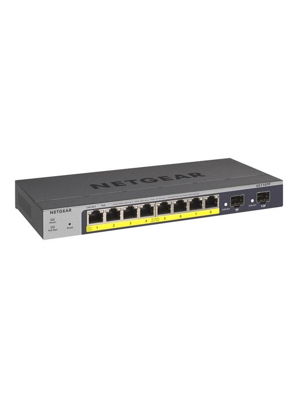 Netgear GS110TPv3 8-portin Gigabit PoE+ Ethernet Smart -kytkin, jossa on 2 SFP-porttia ja pilvihallinta