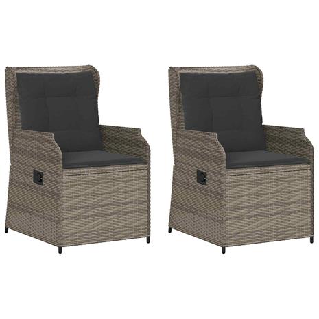 vidaXL Puutarhapenkki tyynyllä 2 pcs Harmaa Polyrotangi – kuva 2/3
