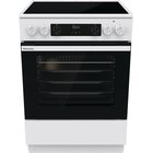 Hisense This white cooker features a spacious 71 l oven and a fast heating glass ceramic hob for easy cooking. A soft close door, steam cleaning, and precise heat control ensure convenience, efficiency, and great cooking results every time.