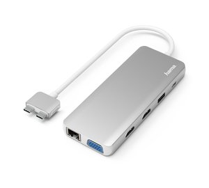 Hama 00200133 laptop dock/port replicator USB 3.2 Gen 1 (3.1 Gen 1) Type-C Silver, White