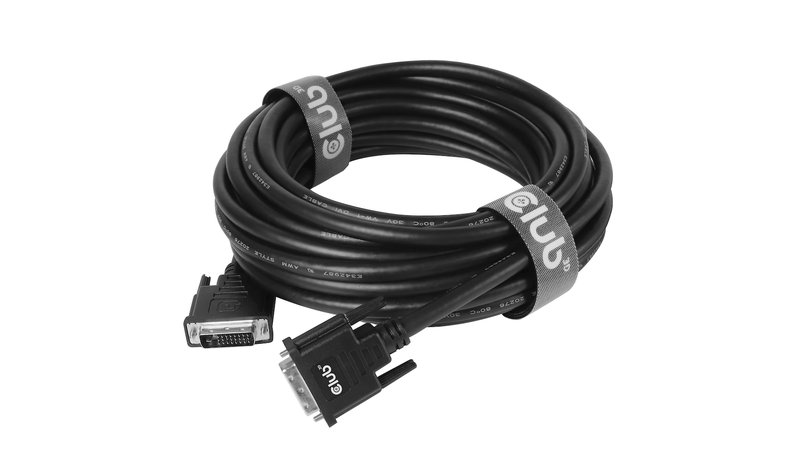 CLUB3D DVI-D Dual Link 24+1 M/M Cable 3m/9.84ft Bidirectional 28AWG