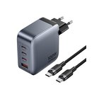 Vention 100w Gan laturi: 1x Usb-a, 3x Usb-c + 1m Usb-c kaapeli