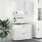 vidaXL Kylpyhuonekalustesetti hyllyllä 2 pcs Korkean kiillon valkoinen