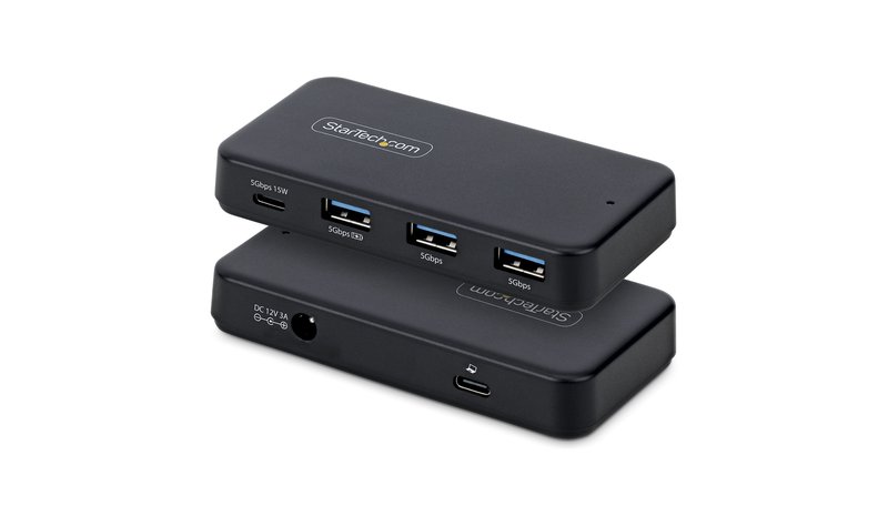 StarTech.com 4-Port USB-C and USB-A Hub, 5Gbps, Self-Powered, 2-in-1 USB-C and USB-A Host Cable, 1x USB-C and 3x USB-A (1x BC 1.2), 36W Power Adapter Included