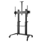 Manhattan Trolley Mount Stand for TV & Monitors, For screens: 70" to 120", VESA compatibility: all between 200x200 to 1000x600mm - check the dimensions of the four mounting holes on back of screen to ensure it fits, Max 140kg, Height adjustable 1250 to 16