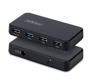 StarTech.com 4-Port USB-A Hub, 5Gbps, Self-Powered, 2-in-1 USB-C and USB-A Host Cable, 1x BC 1.2 Charging Port, 24W Power Adapter Included, MacBook and Windows