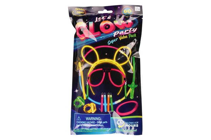 Glow Sticks - Suuri juhlapakkaus, jossa 60 kappaletta
