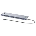 Manhattan USB-C Dock/Hub with Card Reader, Ports (x10): Audio 3.5mm, DisplayPort, Ethernet, HDMI (x2),USB-A (x3) and USB-C (x2),with PD 100W- requires external USB-C charger (not included). USB powered (no external power supply required) when PD is not in