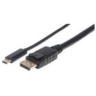 Manhattan USB-C to DisplayPort Cable, 4K@60Hz, 1m, Male to Male, Black, Not Bi-Directional, Three Year Warranty, Equivalent to CDP2DP1MBD