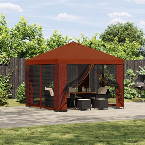vidaXL Huvimaja 3 x 3 m Terrakotta Polyesteri ja teräs 190