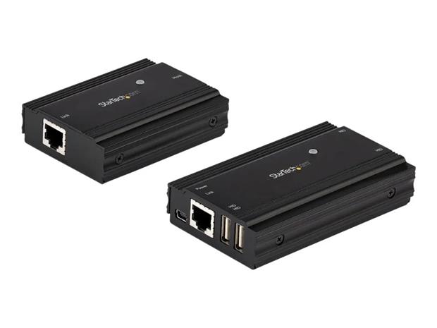 StarTech.com 4-Port USB 2.0 Extender Hub over Single CAT5e/CAT6 Ethernet Cable (RJ45) - 330ft (100m) - USB Extender Hub Adapter Kit - Metal Housing - Externally Powered - 480 Mbps