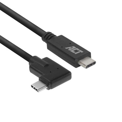 ACT USB 3.0 10Gbps 60W USB Type-C (straight) to USB Type-C (left/right angled) Cable, 1 meter