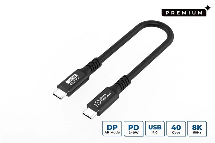 Microconnect USB4CC015-240W USB cable USB4 Gen 3x2 0.15 m USB C Black – kuva 2/4
