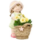 Outsunny Girl with Flower Pot Weatherproof Garden Figure, Kasvi Pot Ornamentti, veistos kodin sisustukseen, puutarhaan, pihalle, Muut koneet ja työkalut