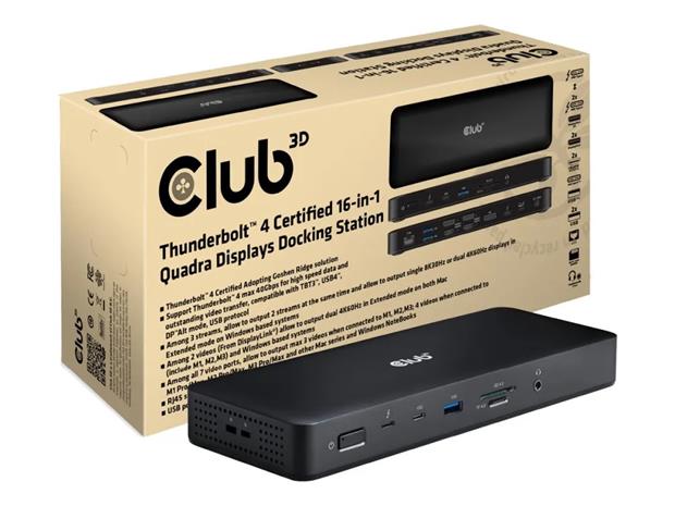 CLUB3D CSV-1583 laptop dock/port replicator Wired Thunderbolt 4 Black