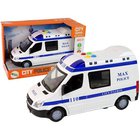 Valkoinen poliisiauto, jossa on ääni- ja valoefekti
