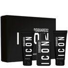 Setti Dsquared 2: Icon, Eau de Parfum, miehille, 100 ml + Icon, suihkugeeli, kaikille ihotyypeille, 100 ml + Icon, kosteuttava aftershave-balsami, 100 ml
