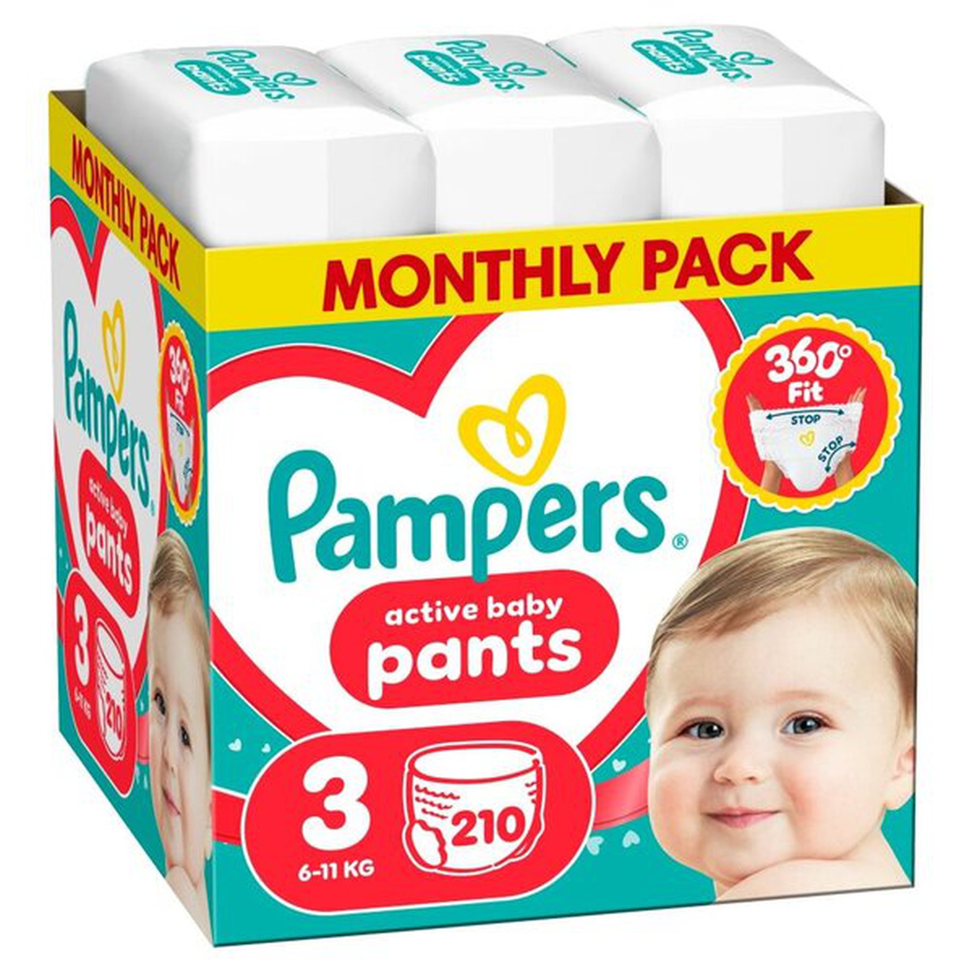 Pampers Active Baby Pants -vaipat, koko 3, 210 kpl.