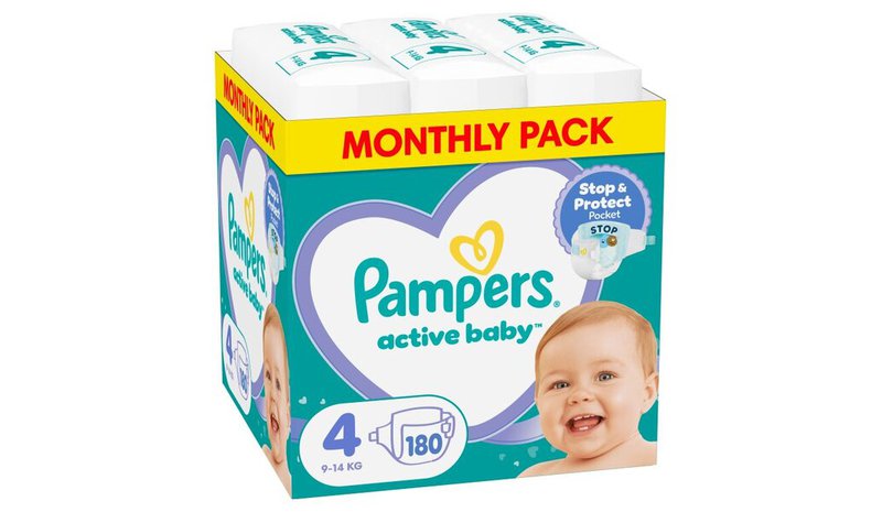 Pampers Active Baby -vaipat, koko 4, 180 vaippaa