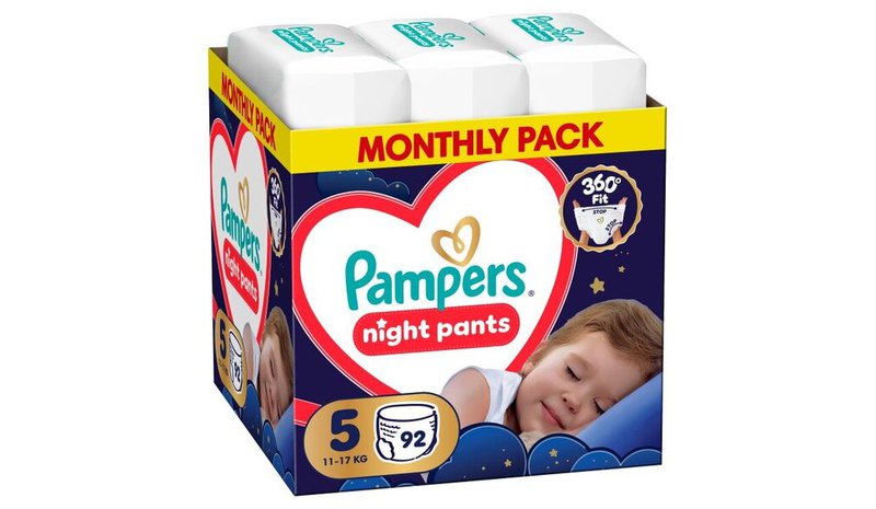 Pampers Night Pants -vaipat, koko 5, 92 kpl