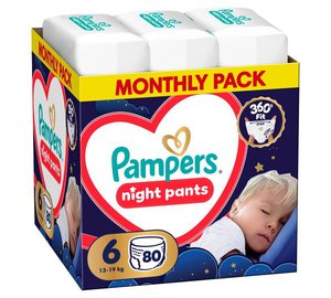 Pampers Night Pants -vaipat, koko 6, 80 kpl